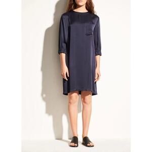 Vince Gathered Shift Dress Coastal Blue Size XS